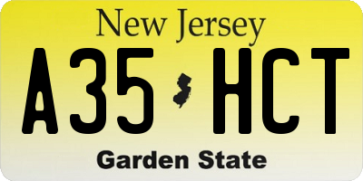 NJ license plate A35HCT