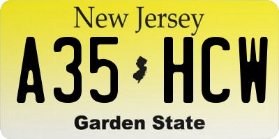 NJ license plate A35HCW