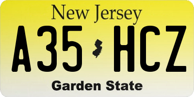 NJ license plate A35HCZ