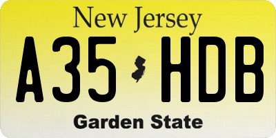 NJ license plate A35HDB