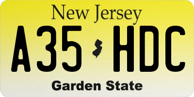 NJ license plate A35HDC
