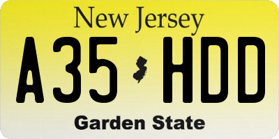 NJ license plate A35HDD