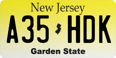 NJ license plate A35HDK