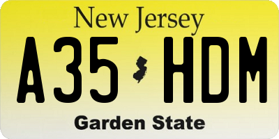 NJ license plate A35HDM