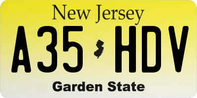 NJ license plate A35HDV