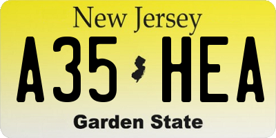 NJ license plate A35HEA