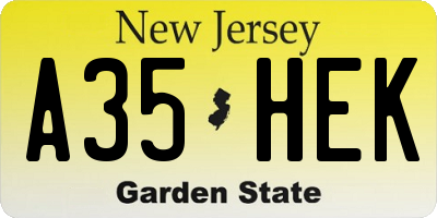 NJ license plate A35HEK