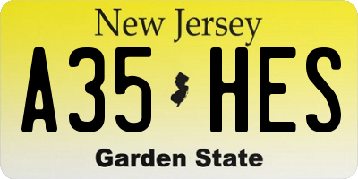 NJ license plate A35HES