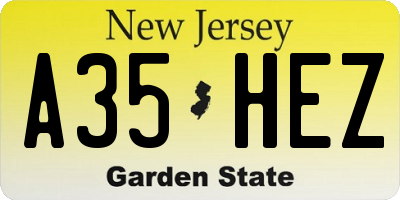 NJ license plate A35HEZ