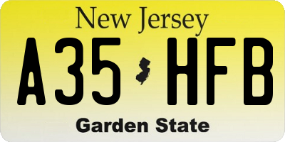 NJ license plate A35HFB