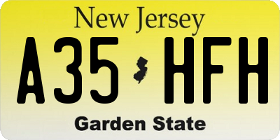 NJ license plate A35HFH