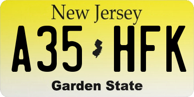 NJ license plate A35HFK