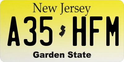 NJ license plate A35HFM