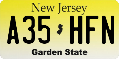 NJ license plate A35HFN