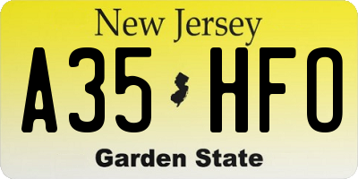 NJ license plate A35HFO