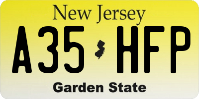 NJ license plate A35HFP