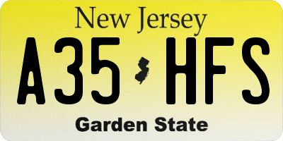 NJ license plate A35HFS