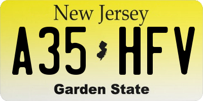 NJ license plate A35HFV