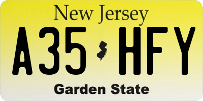 NJ license plate A35HFY