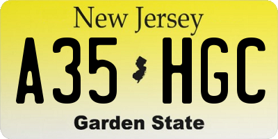NJ license plate A35HGC