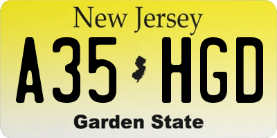NJ license plate A35HGD