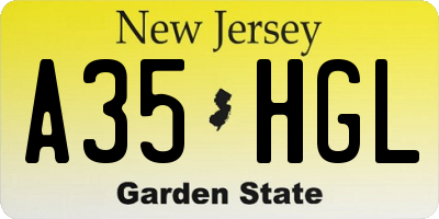 NJ license plate A35HGL