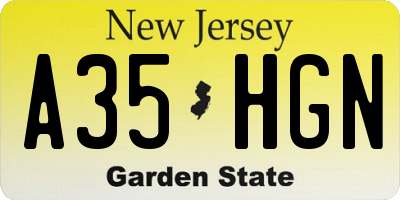 NJ license plate A35HGN