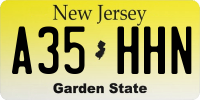 NJ license plate A35HHN