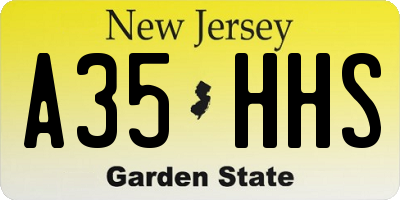 NJ license plate A35HHS