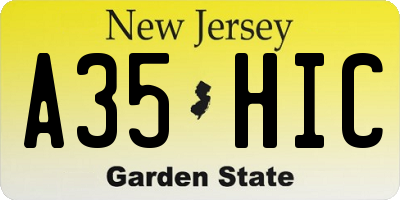 NJ license plate A35HIC