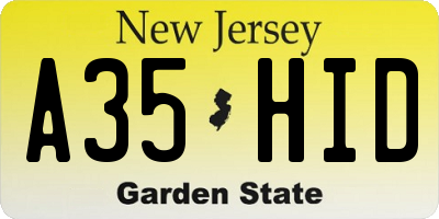 NJ license plate A35HID