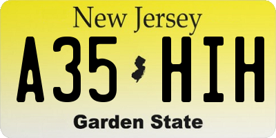 NJ license plate A35HIH