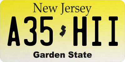 NJ license plate A35HII