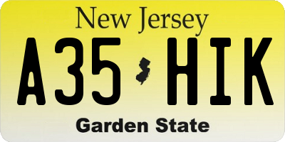 NJ license plate A35HIK