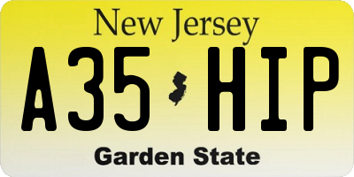 NJ license plate A35HIP