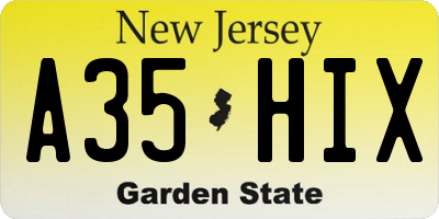 NJ license plate A35HIX