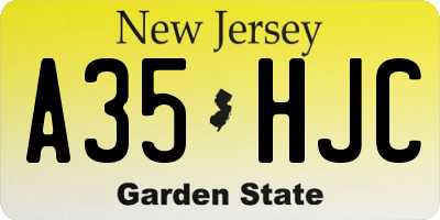 NJ license plate A35HJC