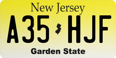 NJ license plate A35HJF