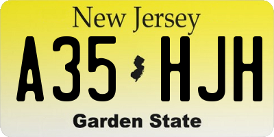NJ license plate A35HJH