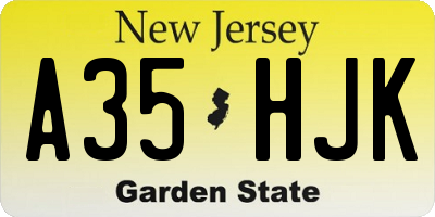 NJ license plate A35HJK