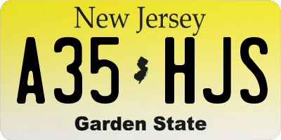 NJ license plate A35HJS