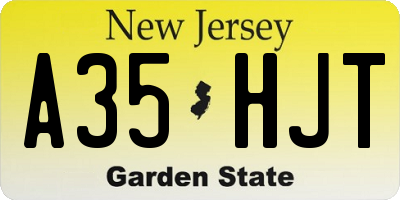 NJ license plate A35HJT