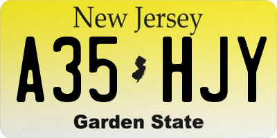 NJ license plate A35HJY