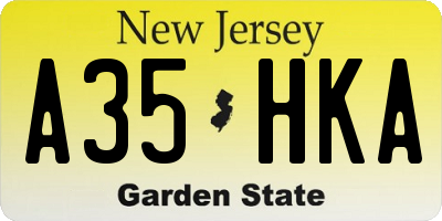 NJ license plate A35HKA