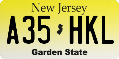 NJ license plate A35HKL