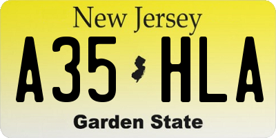 NJ license plate A35HLA