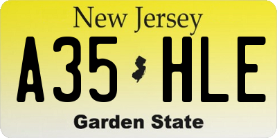 NJ license plate A35HLE