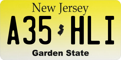 NJ license plate A35HLI