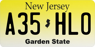 NJ license plate A35HLO
