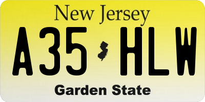 NJ license plate A35HLW